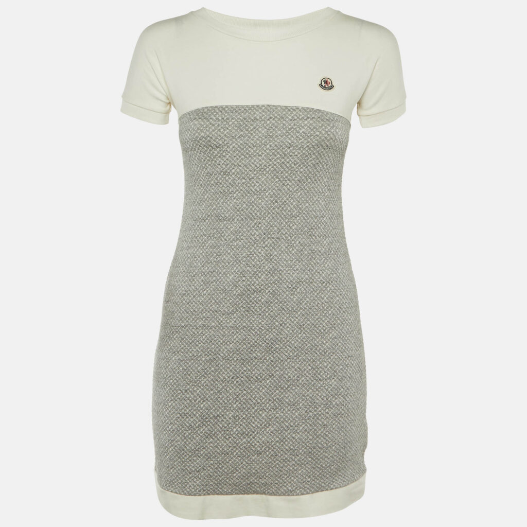 Moncler Kids Grey Textured Knit Midi Dress Size 12 Years Moncler Kids Grey Textured Knit Midi Dress Size 12 Years