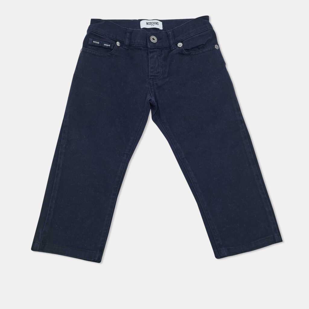 Moschino Kids Navy Blue Gabardine Jeans 4 Yrs Waist 20" Moschino Kids Navy Blue Gabardine Jeans 4 Yrs Waist 20"