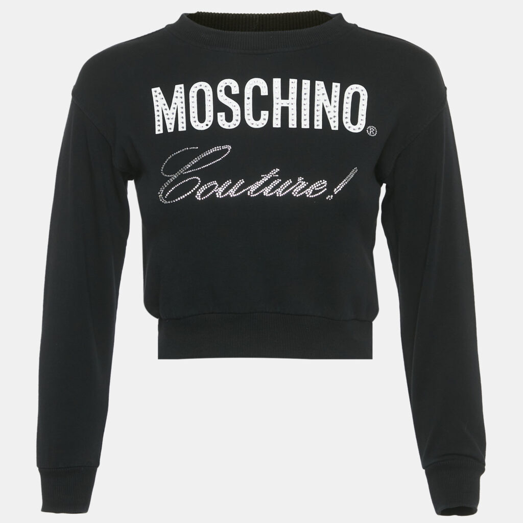 Moschino Black Cotton Rhinestone Sweatshirt 8 Yrs Moschino Black Cotton Rhinestone Sweatshirt 8 Yrs