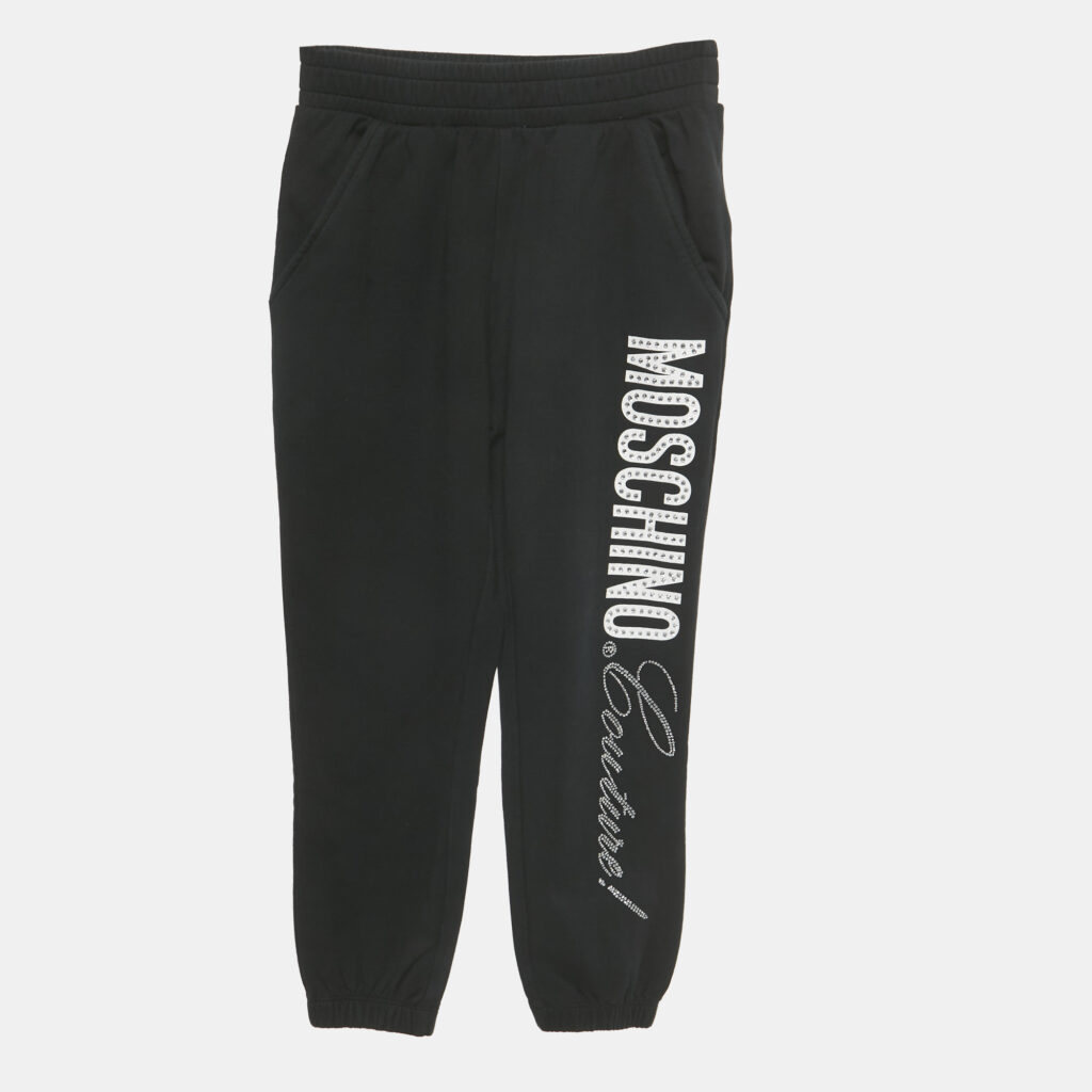 Moschino Kids Black Cotton Rhinestone Sweatpants 8 Yrs Moschino Kids Black Cotton Rhinestone Sweatpants 8 Yrs