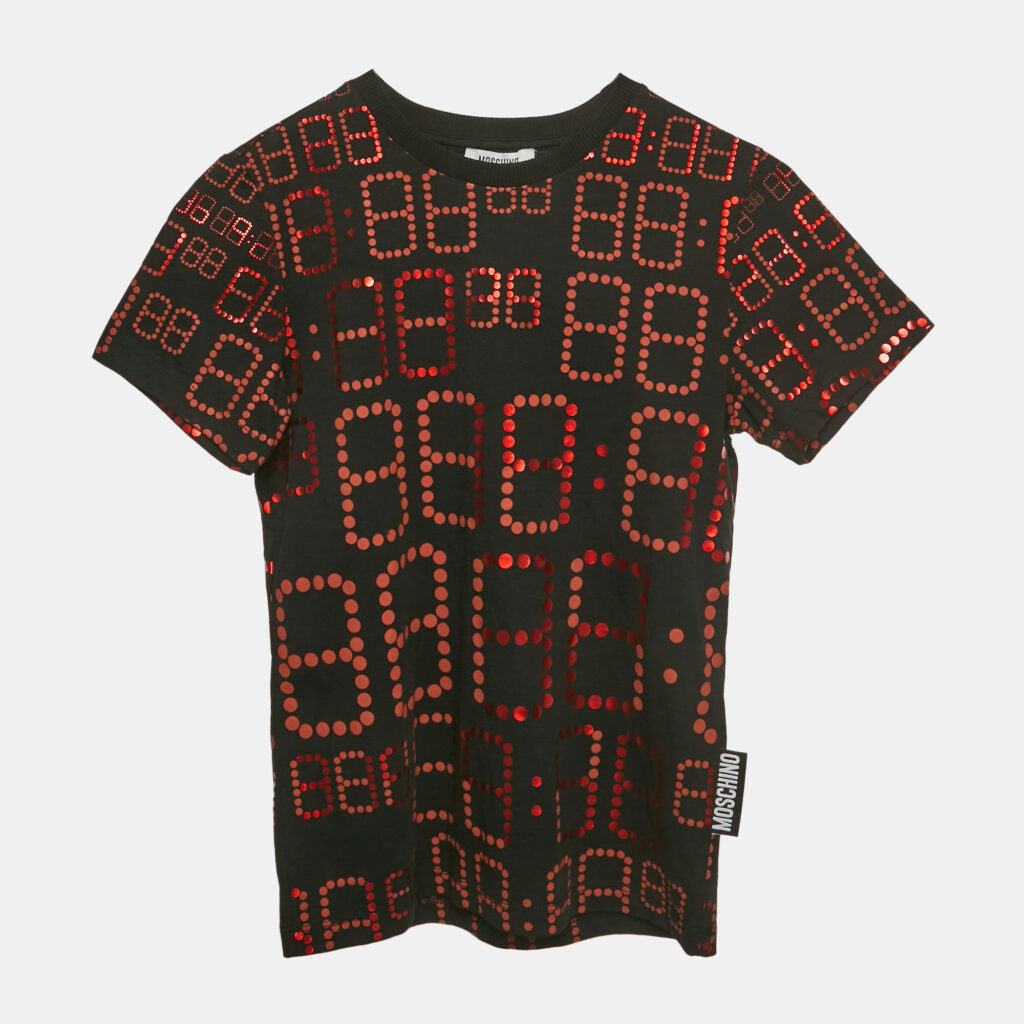 Moschino Teen Black Printed Jersey Crewneck T-Shirt 10Yrs Moschino Teen Black Printed Jersey Crewneck T-Shirt 10Yrs