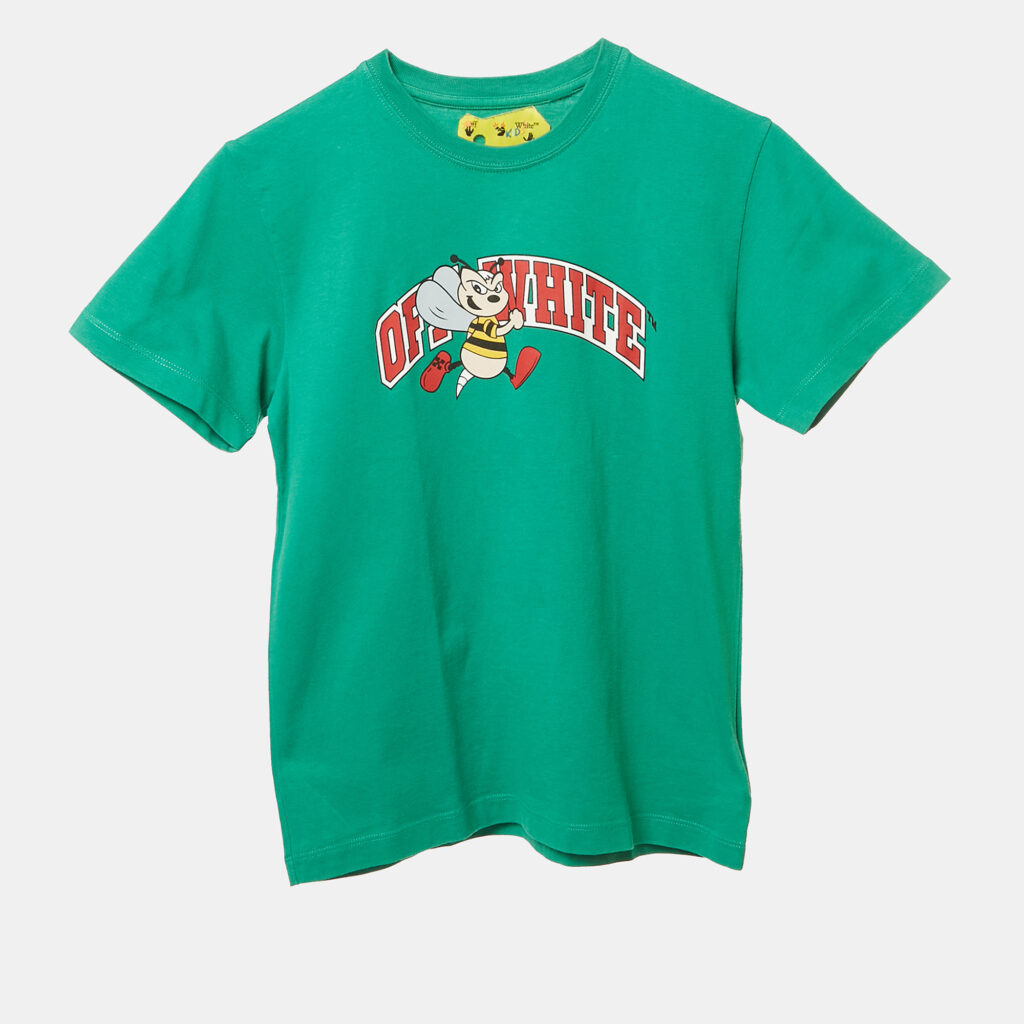 Off-White Kids Green Printed Cotton Crew Neck T-Shirt 10 Yrs Off-White Kids Green Printed Cotton Crew Neck T-Shirt 10 Yrs