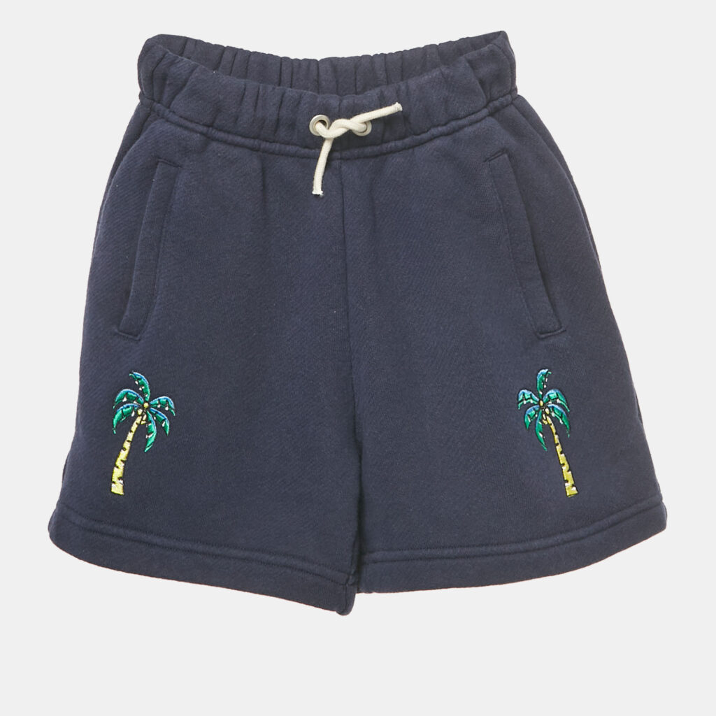 Palm Angels Kids Blue Embroidered Cotton Shorts 4 Yrs Palm Angels Kids Blue Embroidered Cotton Shorts 4 Yrs