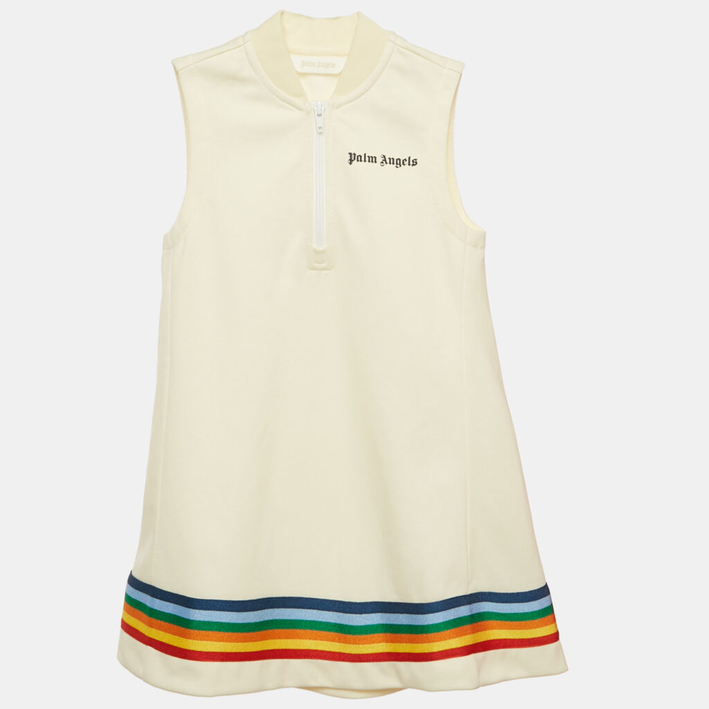 Palm Angels Kids Cream Rainbow Trim Track Dress 6 Yrs