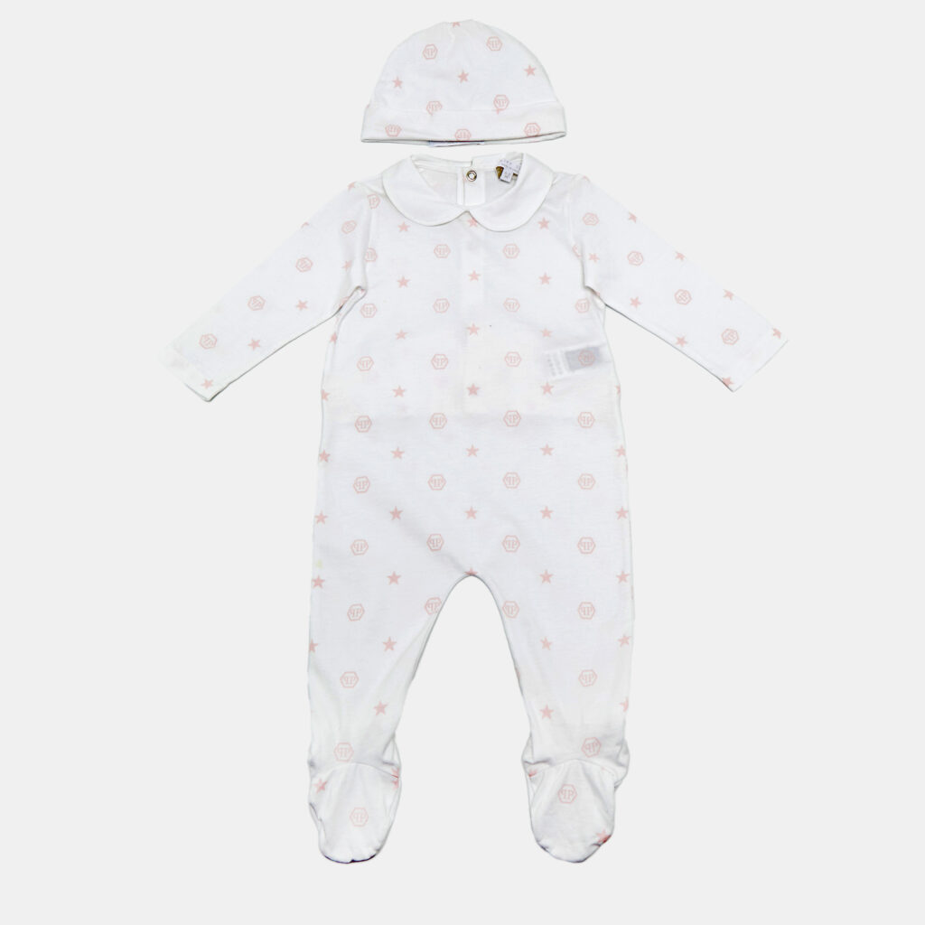 Philip Plein Baby White Printed Cotton Onesie Set 6-9M Philip Plein Baby White Printed Cotton Onesie Set 6-9M