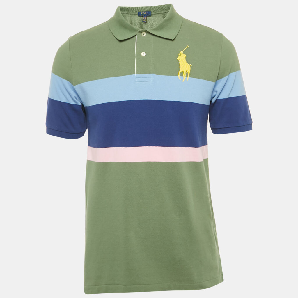 Polo Ralph Lauren Boys Green Big Pony Striped Cotton Polo T-Shirt 18-20 Yrs Polo Ralph Lauren Boys Green Big Pony Striped Cotton Polo T-Shirt 18-20 Yrs