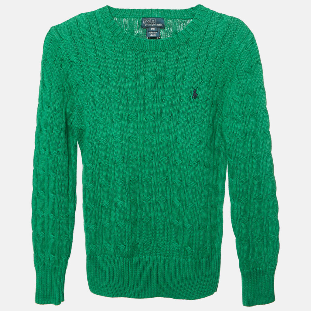 Polo Ralph Lauren Kids Green Cable Knit Sweater 8Yrs Polo Ralph Lauren Kids Green Cable Knit Sweater 8Yrs