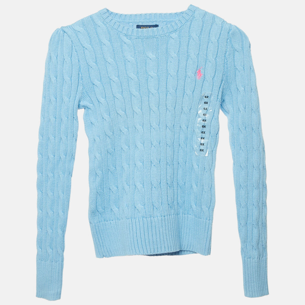 Polo Ralph Lauren Kids Blue Cable Knit Long Sleeve Sweater 6Yrs Polo Ralph Lauren Kids Blue Cable Knit Long Sleeve Sweater 6Yrs