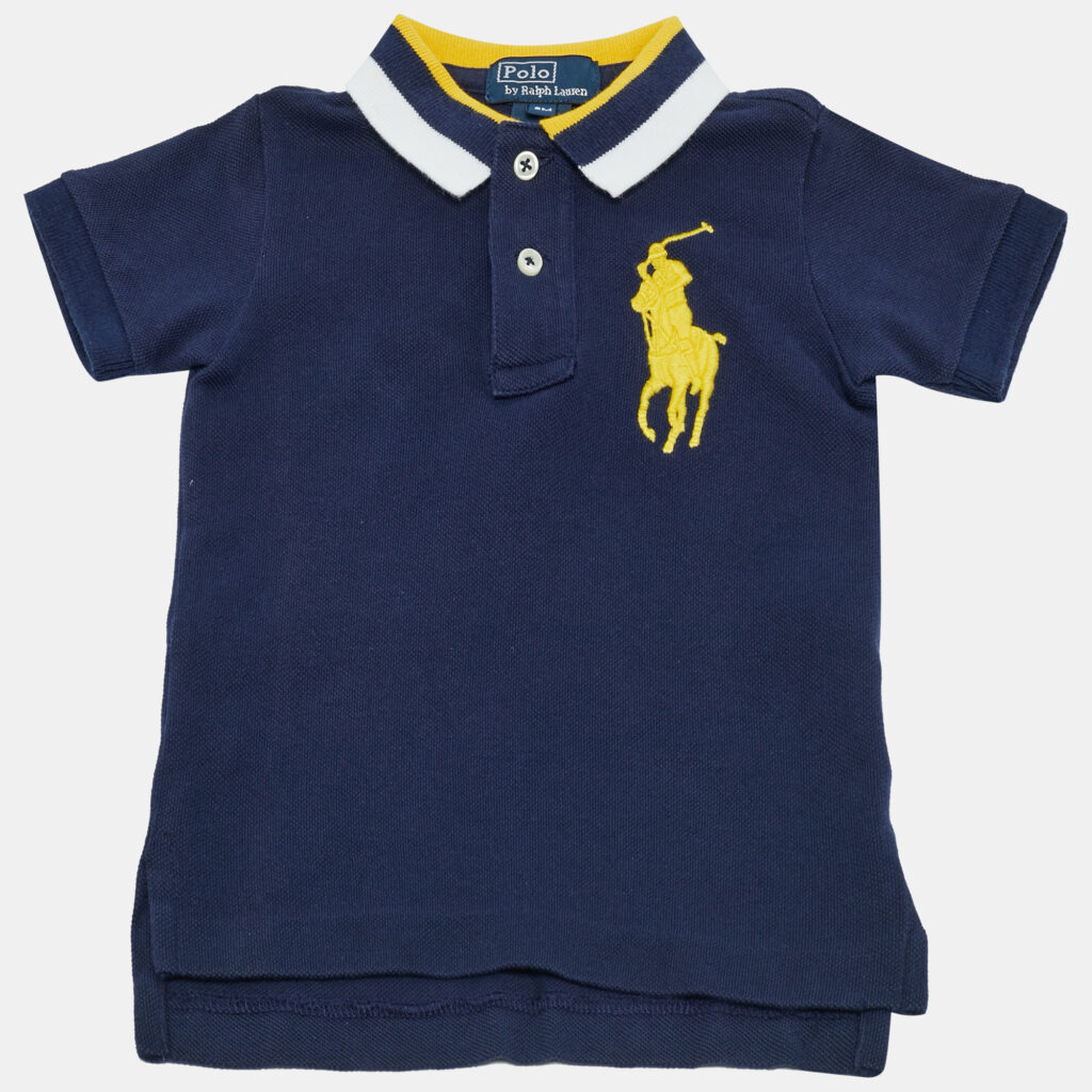 Polo Ralph Lauren Kids Navy Blue Embroidered Pique Polo T-Shirt 9M
