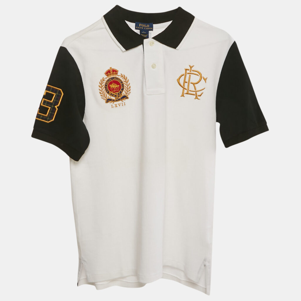 Polo Ralph Lauren White/Black Cotton Polo T-Shirt L 14/16 Yrs