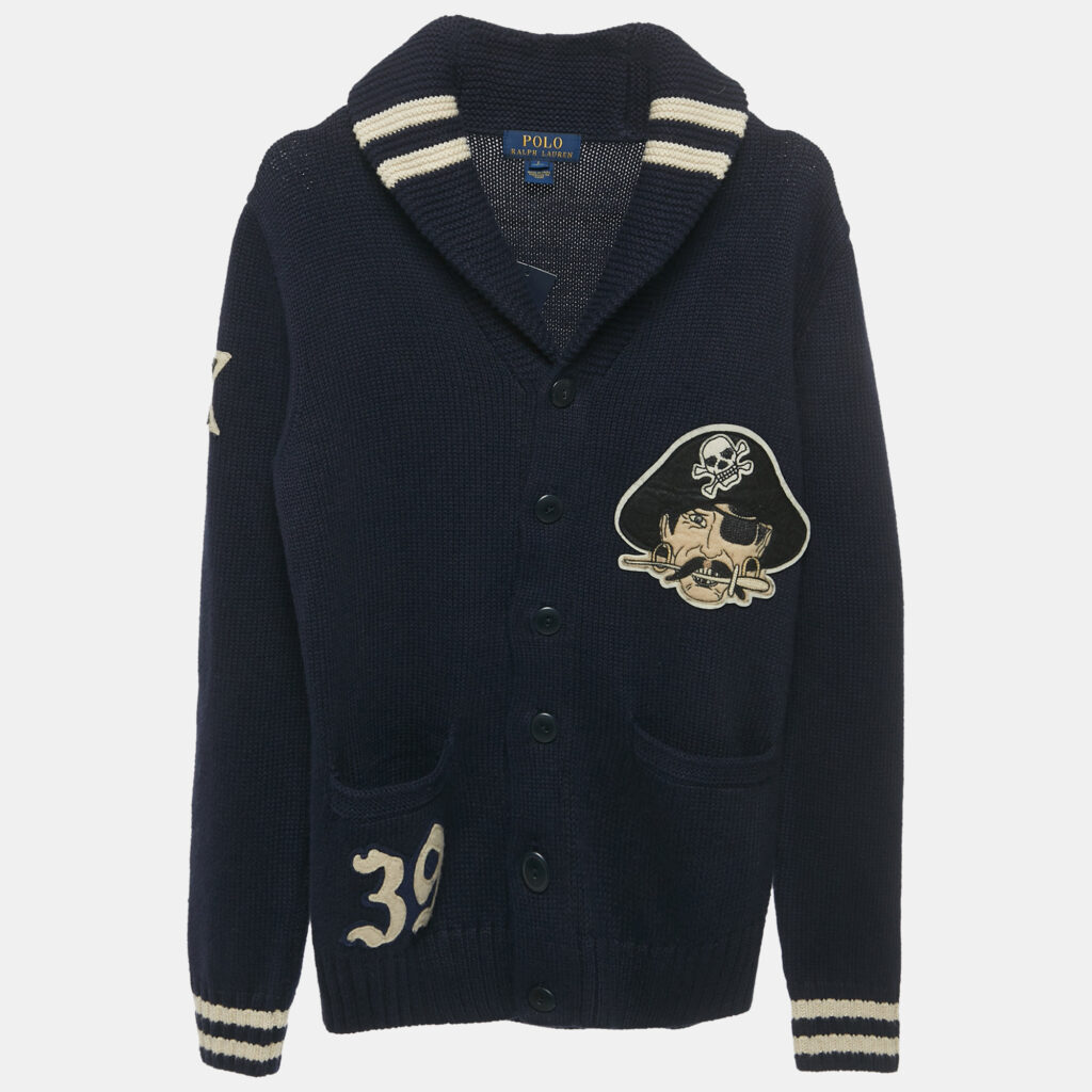 Polo Ralph Lauren Kids Navy Blue Knit Pirate Patch Sweater 14-16 Yrs