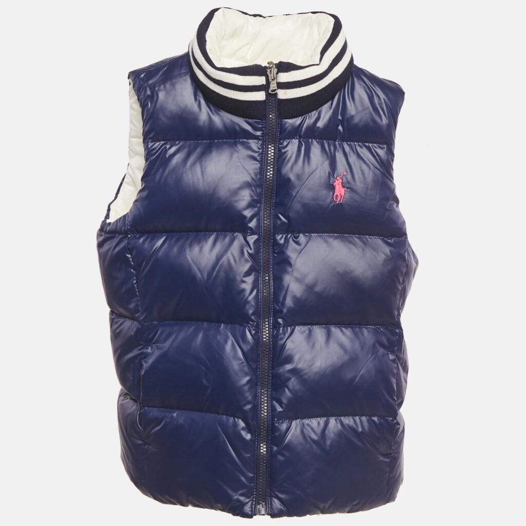 Polo Ralph Lauren Kids White/Navy Blue Nylon Reversible Gilet M/8-10Yrs Polo Ralph Lauren Kids White/Navy Blue Nylon Reversible Gilet M/8-10Yrs