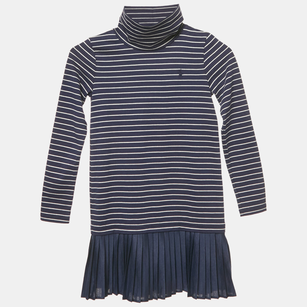 Polo Ralph Lauren Kids Navy Blue Stripe Cotton Knit Pleated Dress 6 Yrs Polo Ralph Lauren Kids Navy Blue Stripe Cotton Knit Pleated Dress 6 Yrs