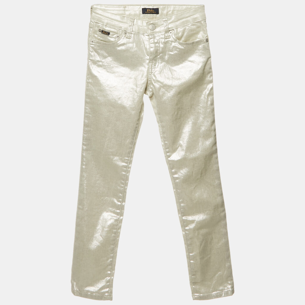 Polo Ralph Lauren Kids Sliver Metallic The Tompkins Skinny Jeans 8-10 Yrs Polo Ralph Lauren Kids Sliver Metallic The Tompkins Skinny Jeans 8-10 Yrs