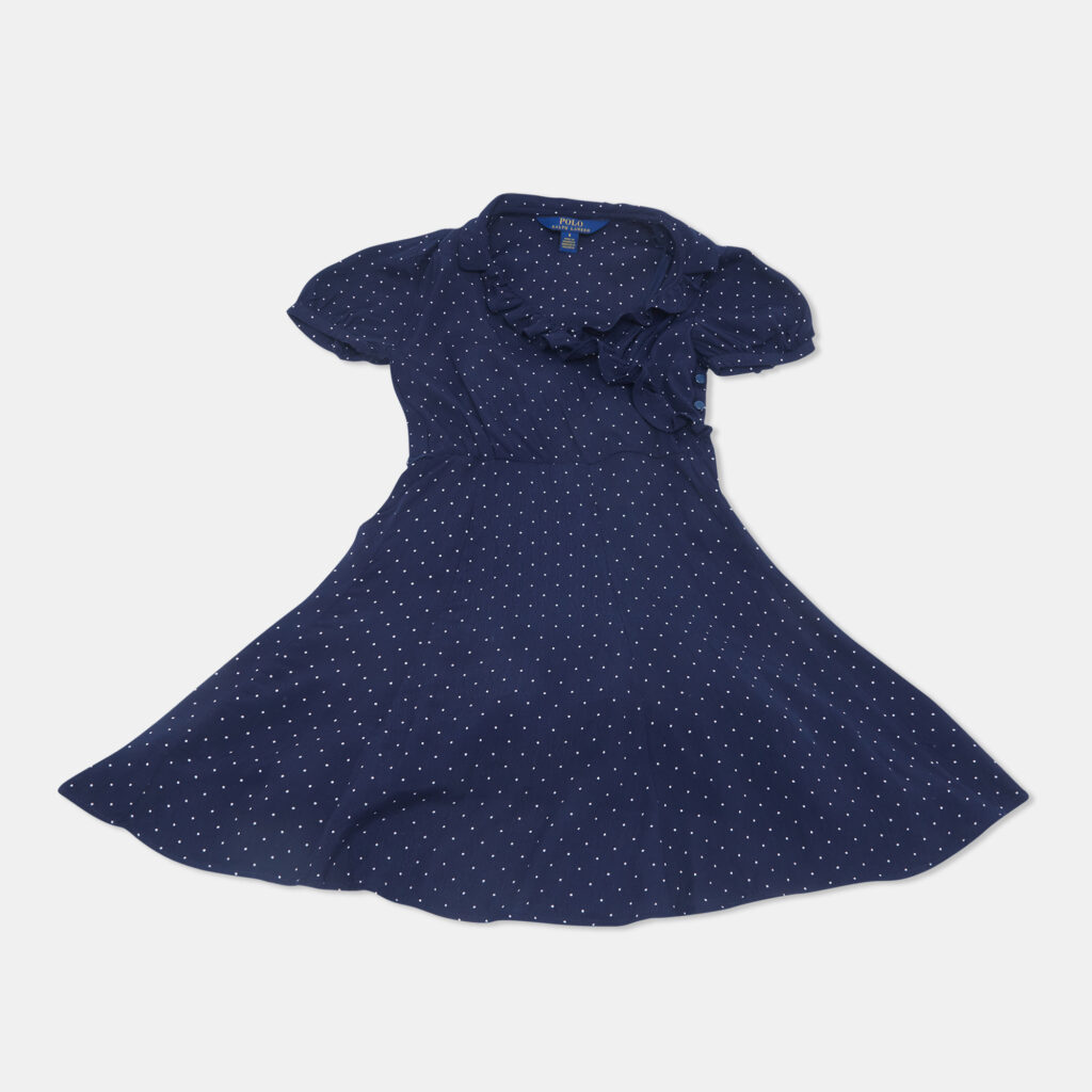 Polo Ralph Lauren Kids Navy Blue Polka Dot Crepe Dress 6 Yrs Polo Ralph Lauren Kids Navy Blue Polka Dot Crepe Dress 6 Yrs