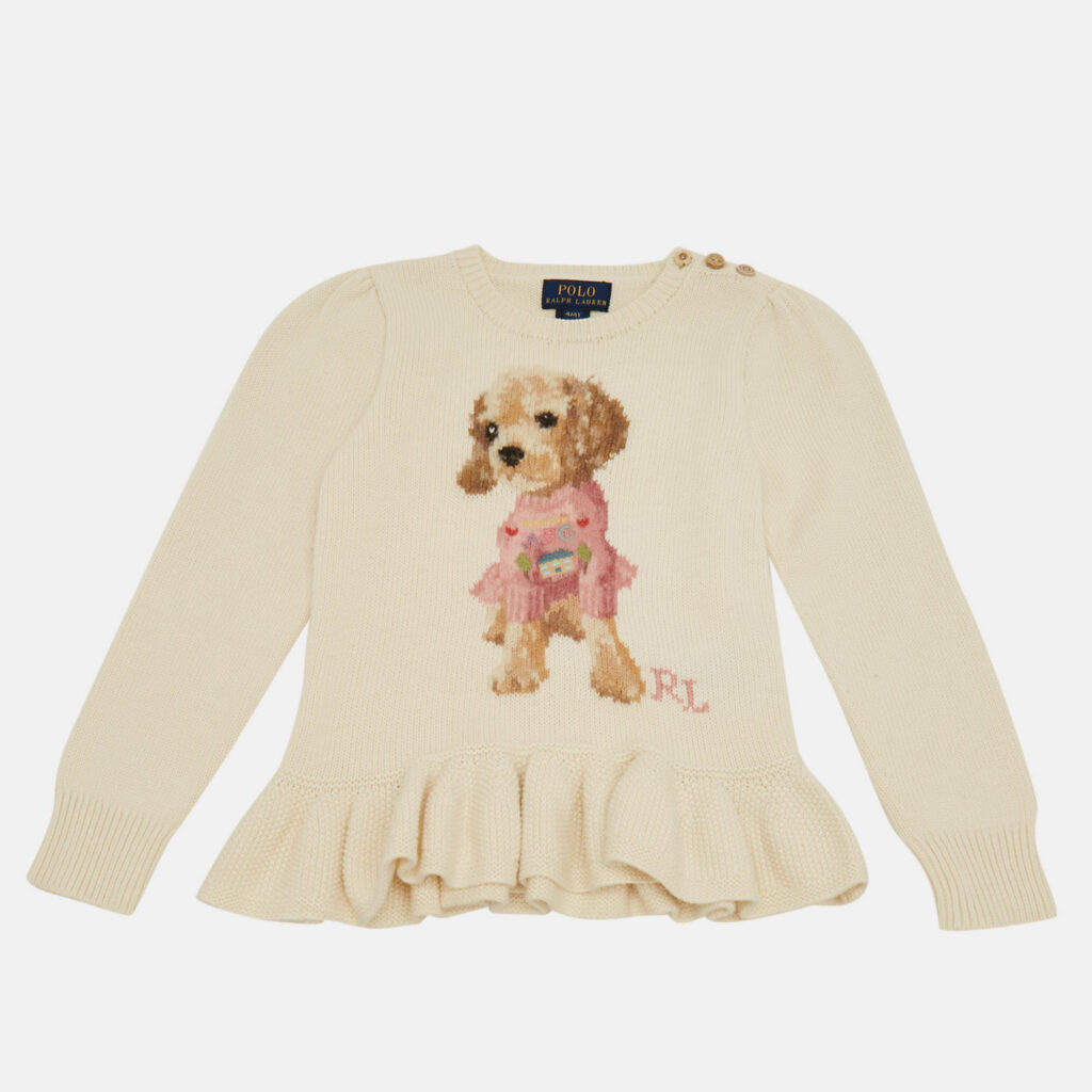 Polo Ralph Lauren Ivory Dog Intarsia Wool Knit Sweater 4Yrs Polo Ralph Lauren Ivory Dog Intarsia Wool Knit Sweater 4Yrs