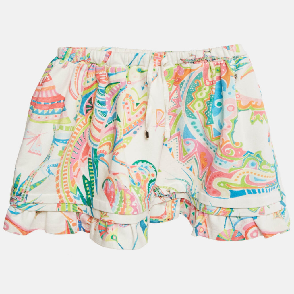 Roberto Cavalli Kids White Printed Cotton Drawstring Skirt 6 Yrs Roberto Cavalli Kids White Printed Cotton Drawstring Skirt 6 Yrs