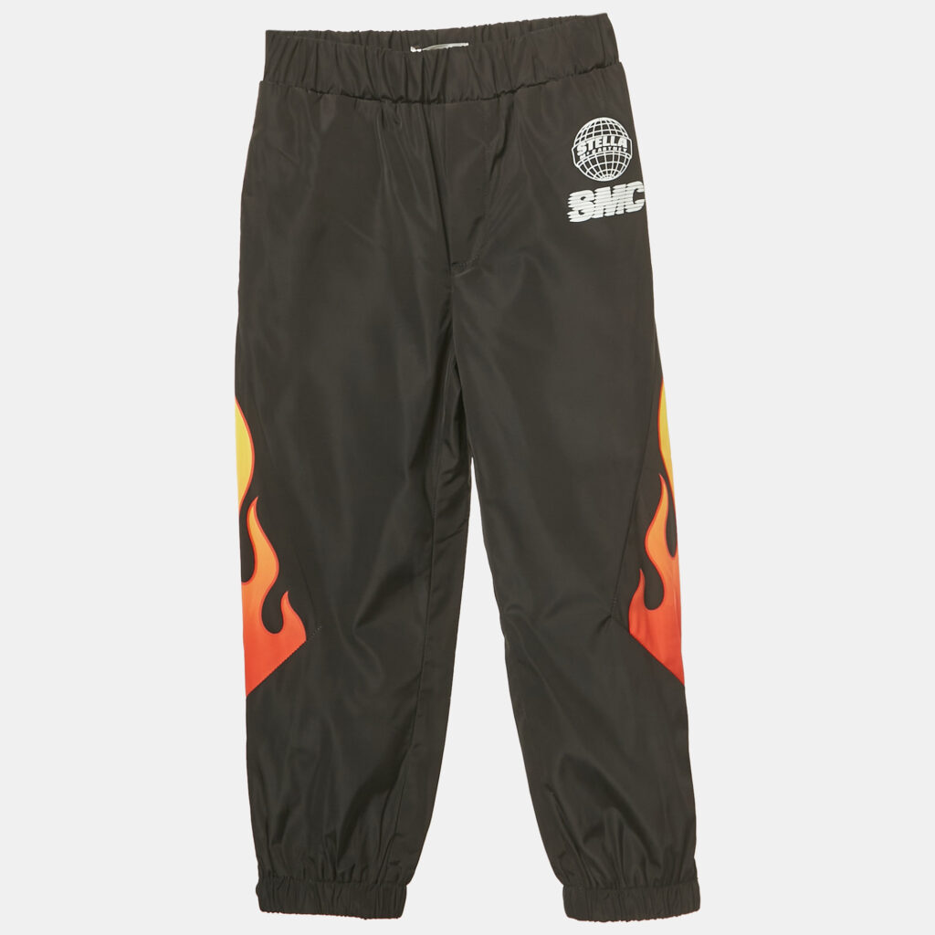 Stella McCartney Kids Black BMC Flame Print Synthetic Joggers 6Yrs Stella McCartney Kids Black BMC Flame Print Synthetic Joggers 6Yrs