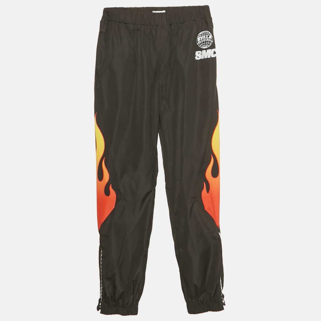 Stella McCartney Kids Black Flame Print Synthetic Trousers 14Yrs