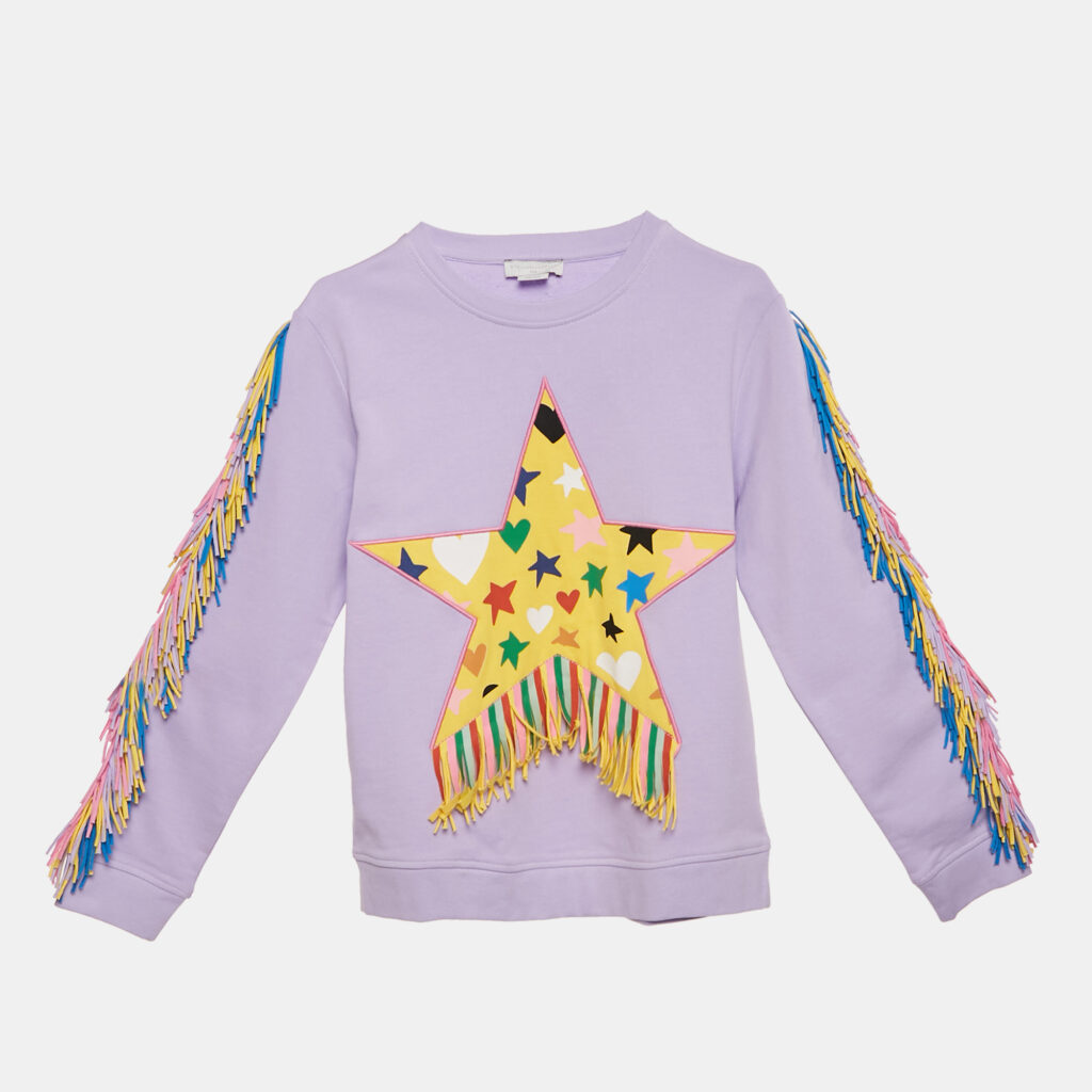Stella McCartney Kids Purple Start Applique Cotton Tasseled Sweatshirt 12 Yrs Stella McCartney Kids Purple Start Applique Cotton Tasseled Sweatshirt 12 Yrs