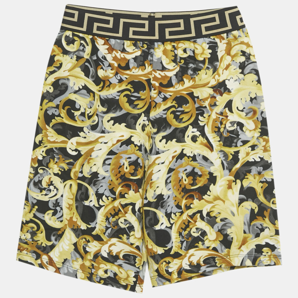 Versace Kids Yellow Barocco Print Cotton Shorts 10Yrs Versace Kids Yellow Barocco Print Cotton Shorts 10Yrs