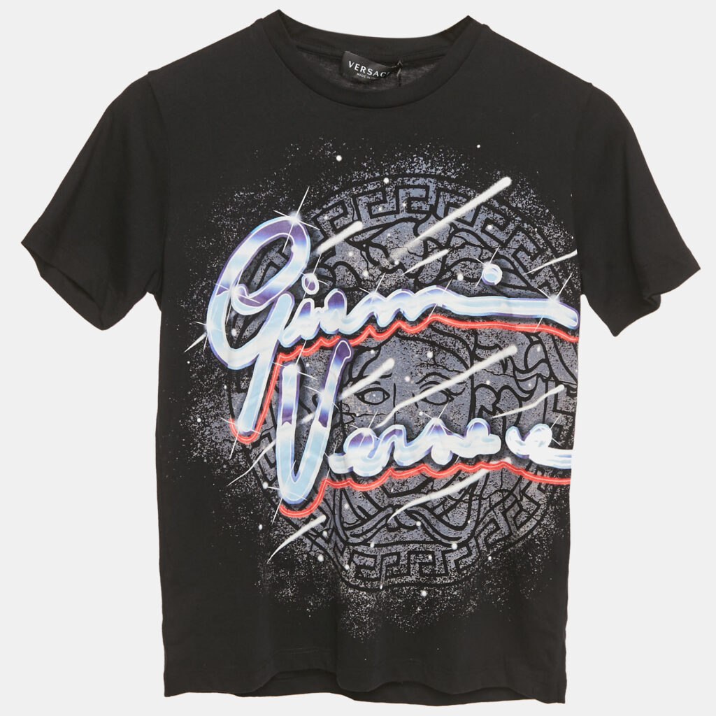 Versace Kids Black Printed Jersey Crewneck T-Shirt 12Yrs Versace Kids Black Printed Jersey Crewneck T-Shirt 12Yrs