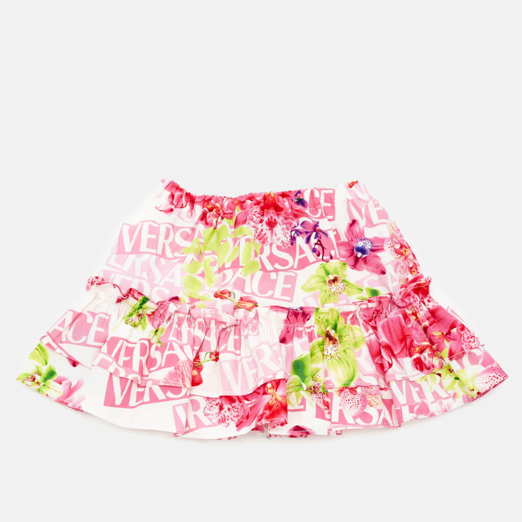 Versace Kids Pink Floral Print Cotton Mini Skirt 12/18M Versace Kids Pink Floral Print Cotton Mini Skirt 12/18M