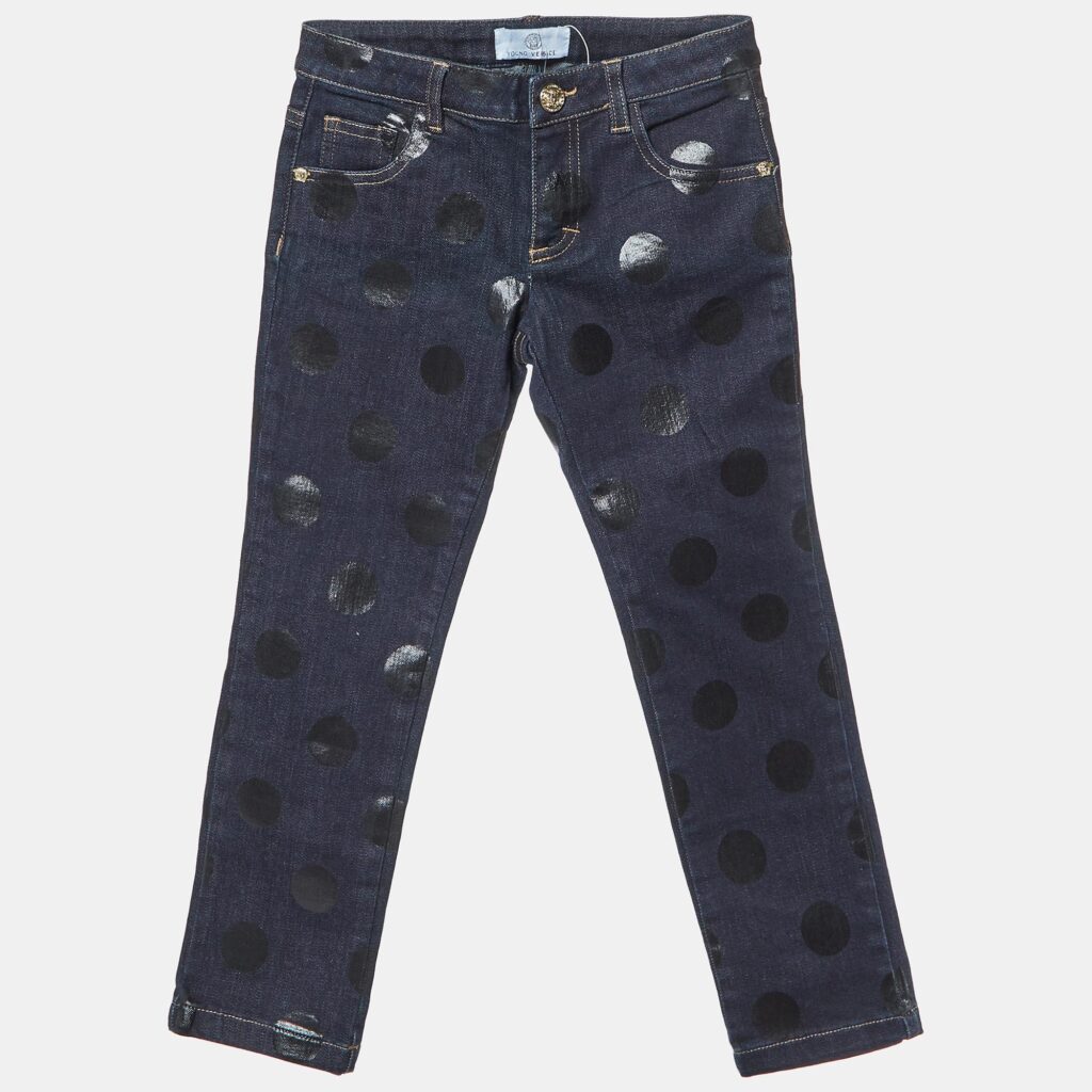 Young Versace Dark Blue Dot Print Denim Jeans 6 Yrs Young Versace Dark Blue Dot Print Denim Jeans 6 Yrs