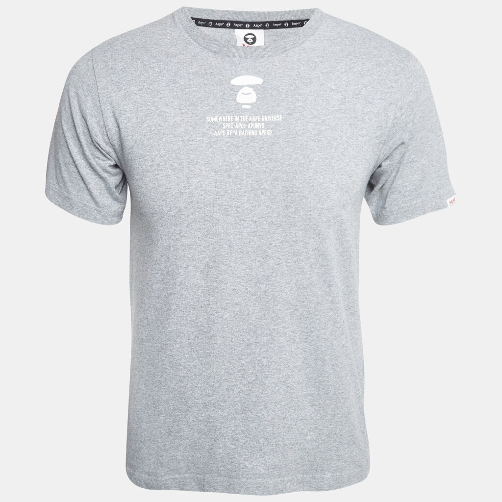 A Bathing Ape Grey Aape Universe Print Cotton Crew Neck T-Shirt S A Bathing Ape Grey Aape Universe Print Cotton Crew Neck T-Shirt S