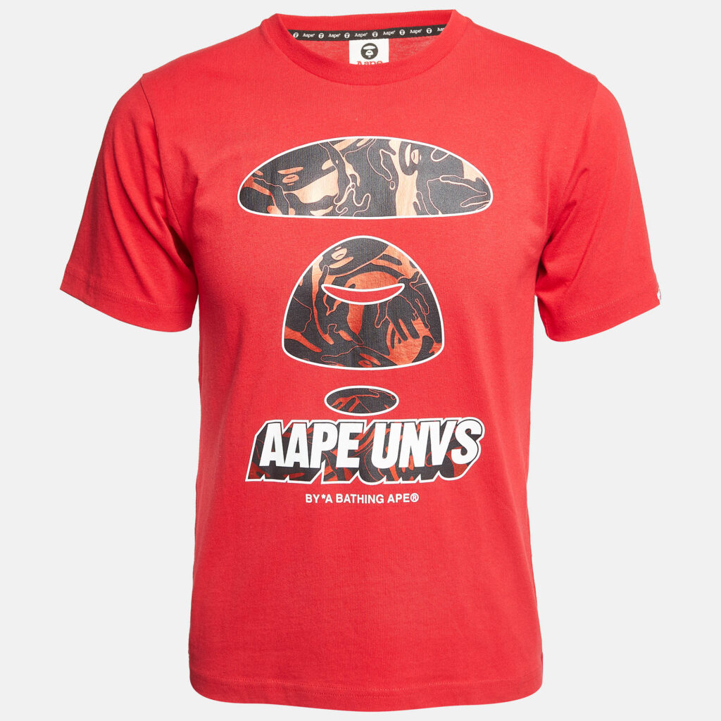 A Bathing Ape Red Digital Printed Cotton Knit Crew Neck T-Shirt S A Bathing Ape Red Digital Printed Cotton Knit Crew Neck T-Shirt S