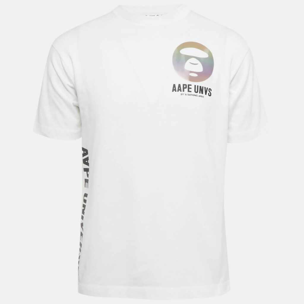 AAPE By A Bathing Ape White Logo Applique Cotton T-Shirt S AAPE By A Bathing Ape White Logo Applique Cotton T-Shirt S