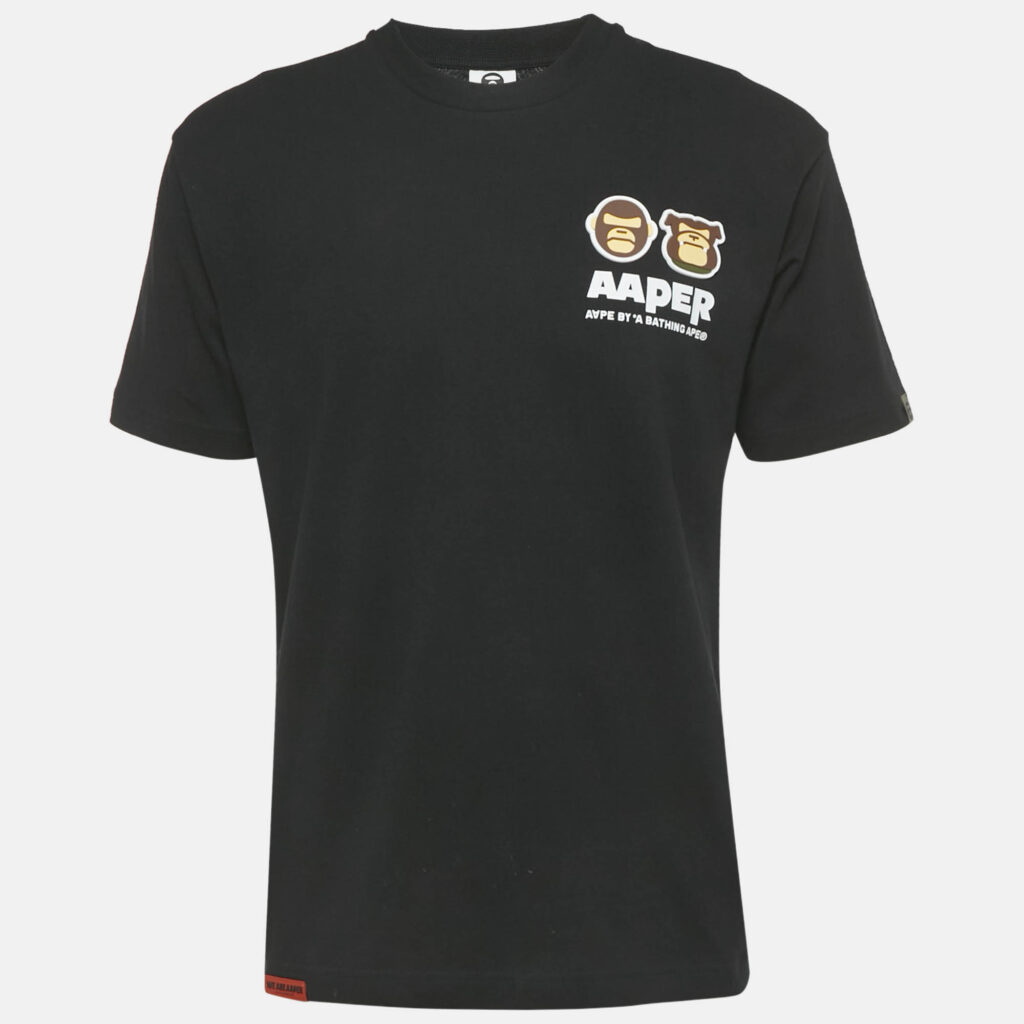 AApe by A Bathing Ape Black Jersey Apper Applique T-Shirt S AApe by A Bathing Ape Black Jersey Apper Applique T-Shirt S