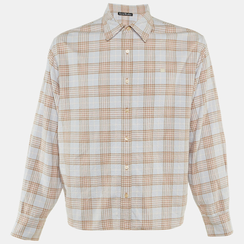 Acne Studios Blue Checkered Print Cotton Shirt S Acne Studios Blue Checkered Print Cotton Shirt S