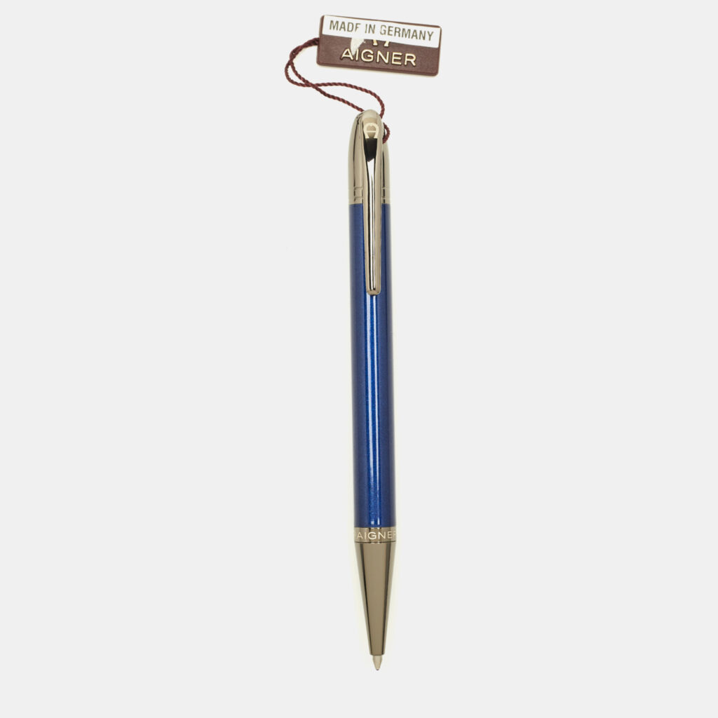 Aigner Blue Lacquer Gunmetal Tone Ballpoint Pen Aigner Blue Lacquer Gunmetal Tone Ballpoint Pen