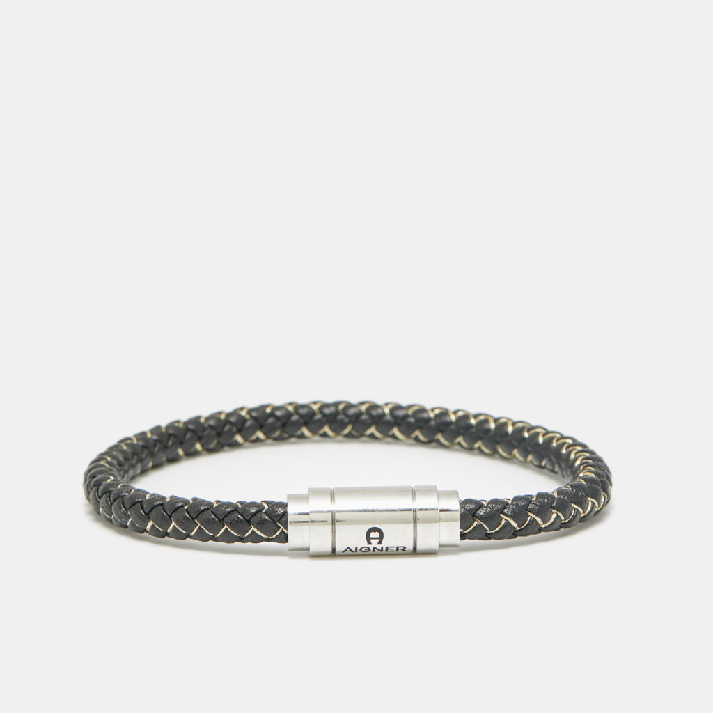 Aigner Leather Thread Silver Tone Bracelet Aigner Leather Thread Silver Tone Bracelet