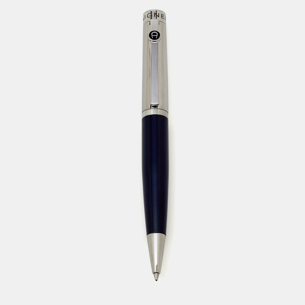 Aigner Logo Enamel Resin Silver Tone Ballpoint Pen Aigner Logo Enamel Resin Silver Tone Ballpoint Pen