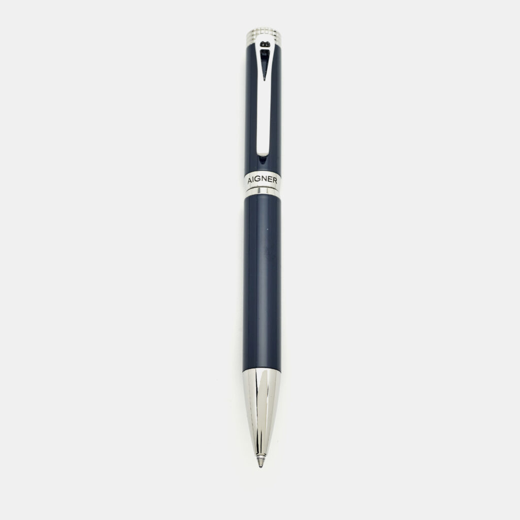 Aigner Blue Resin Silver Tone Ballpoint Pen Aigner Blue Resin Silver Tone Ballpoint Pen