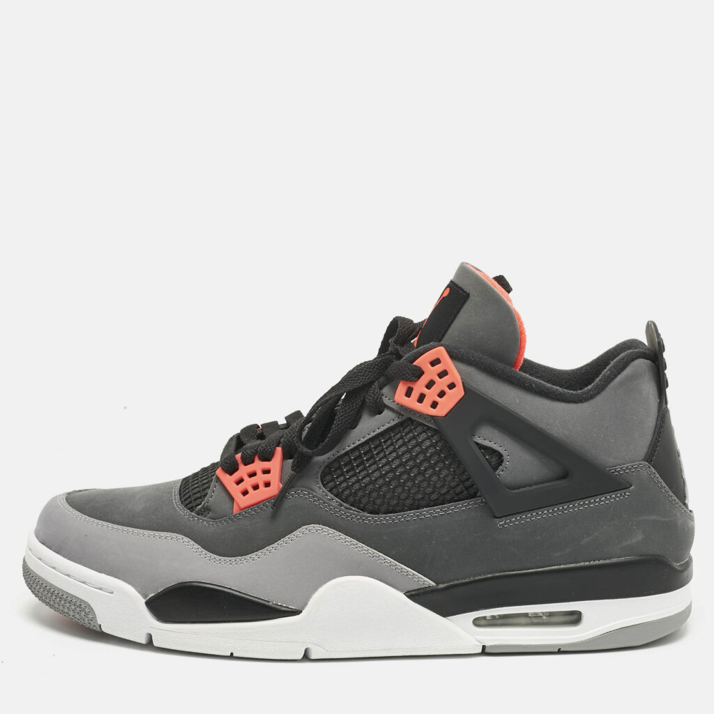 Air Jordans Grey Durabuck Leather Jordan 4 Retro Infrared Sneakers Size 48.5 Air Jordans Grey Durabuck Leather Jordan 4 Retro Infrared Sneakers Size 48.5
