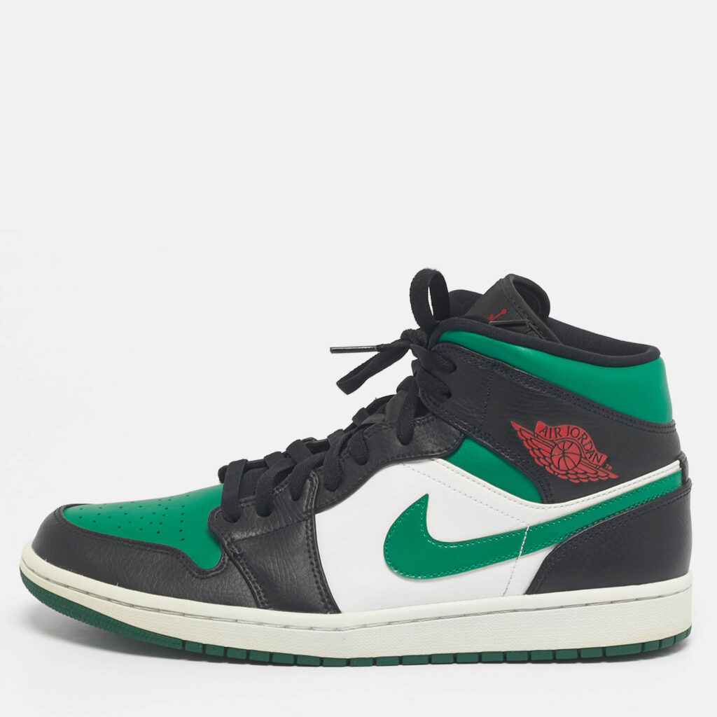 Air Jordans Multicolor Leather Jordan 1 Mid Green Toe Sneakers Size 45 Air Jordans Multicolor Leather Jordan 1 Mid Green Toe Sneakers Size 45