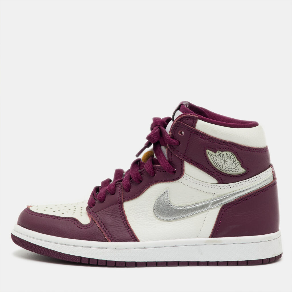 luxury-men-air-jordans-new-shoes-p1237410-001-1.jpg Air Jordans Burgundy/White Leather Jordan 1 Retro High Bordeaux Sneakers Size 37.5