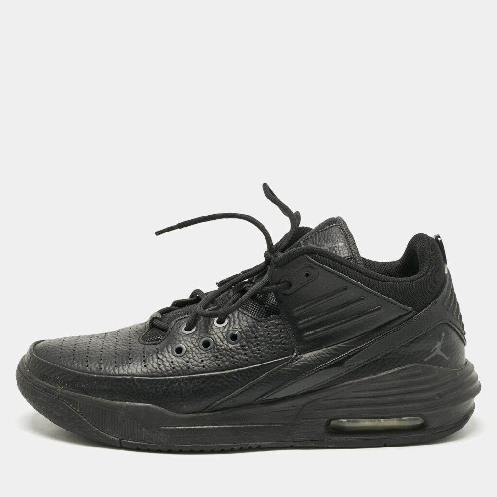 Air Jordans Black Leather Jordan Max Aura 5 Black Anthracite Sneakers Size 46 Air Jordans Black Leather Jordan Max Aura 5 Black Anthracite Sneakers Size 46