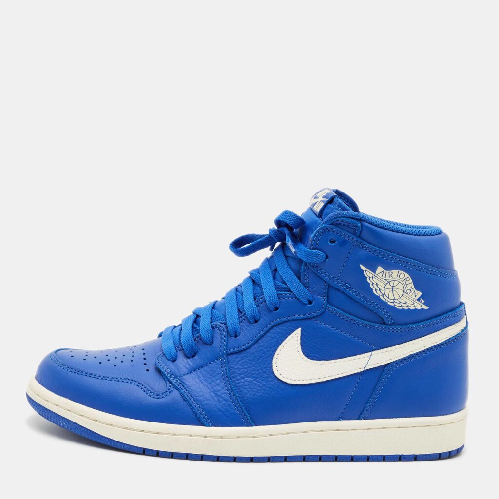 Air Jordans Blue Leather Air Jordans 1 Retro High Top Sneakers Size 44 Air Jordans Blue Leather Air Jordans 1 Retro High Top Sneakers Size 44