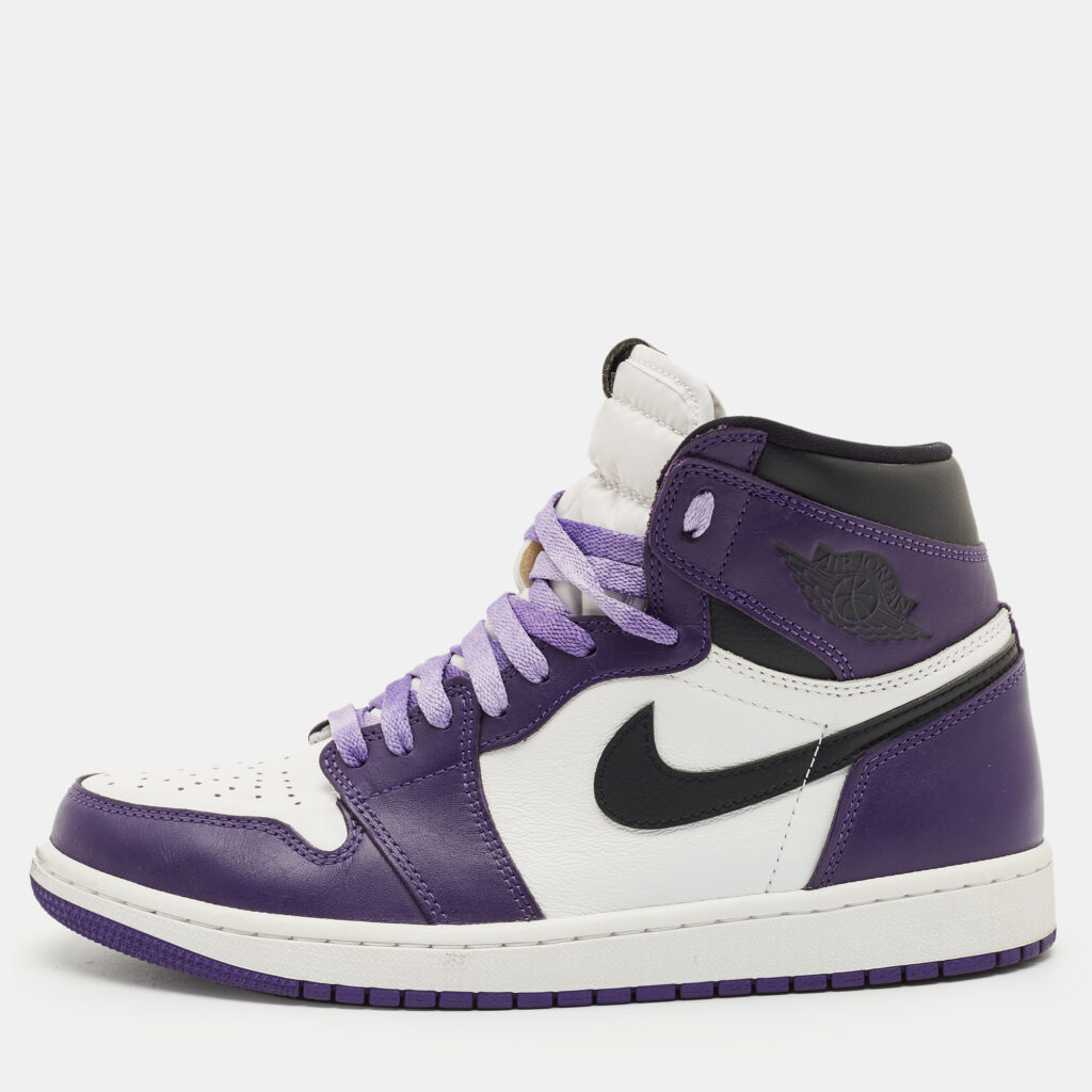 Air Jordans Multicolor Leather Jordan 1 Retro High Court Purple White Sneakers Size 43 Air Jordans Multicolor Leather Jordan 1 Retro High Court Purple White Sneakers Size 43