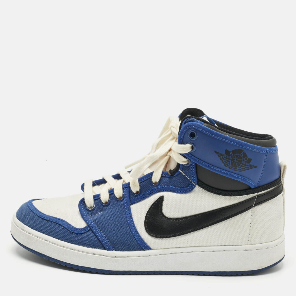 Air Jordans Multicolor Canvas and Leather Jordan 1 Retro AJKO Storm Blue Sneakers Size 42.5 Air Jordans Multicolor Canvas and Leather Jordan 1 Retro AJKO Storm Blue Sneakers Size 42.5