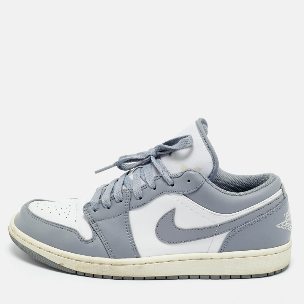Air Jordans Grey/White Leather Jordan 1 Low Vintage Stealth Grey Sneakers Size 44 Air Jordans Grey/White Leather Jordan 1 Low Vintage Stealth Grey Sneakers Size 44