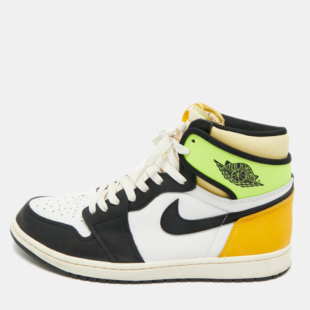 luxury-men-air-jordans-used-shoes-p1219620-001.jpg Air Jordans Multicolor Leather Jordan 1 Retro High White Black Volt University Gold Sneakers Size 45.5