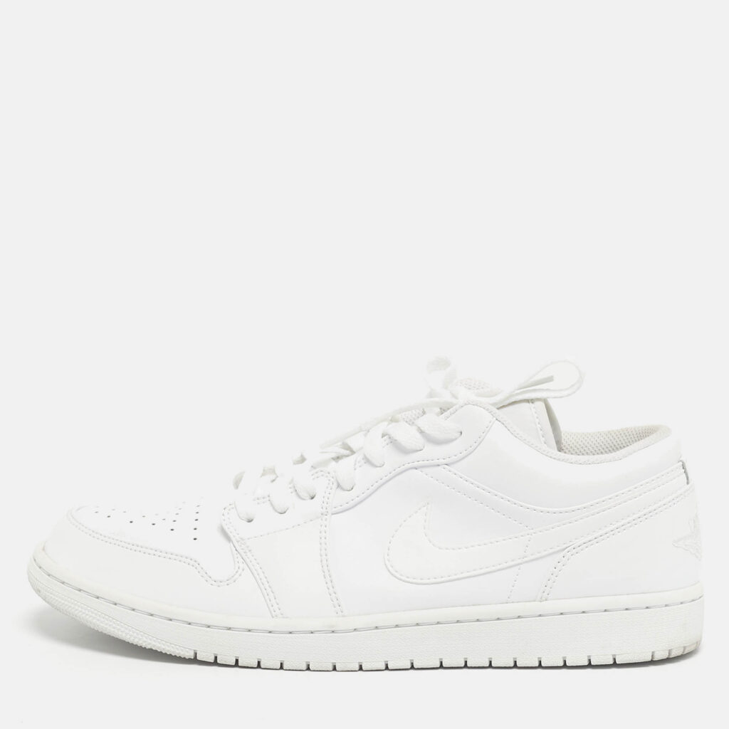 luxury-men-air-jordans-used-shoes-p1219666-010.jpg Air Jordans White Leather Jordan 1 Low Triple White Sneakers Size 45