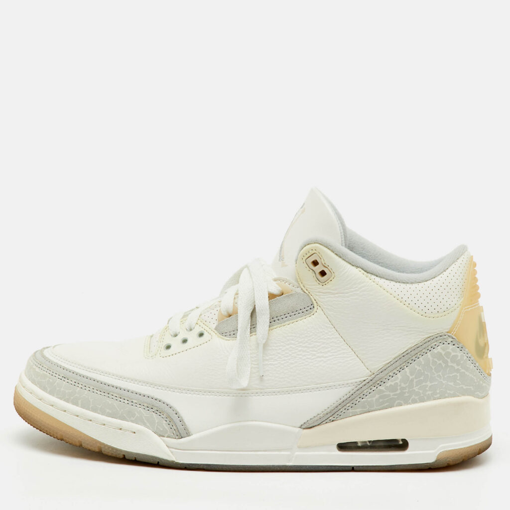 Air Jordans White/Grey Leather Jordan 3 Retro Craft Ivory Sneakers Size 45.5 Air Jordans White/Grey Leather Jordan 3 Retro Craft Ivory Sneakers Size 45.5