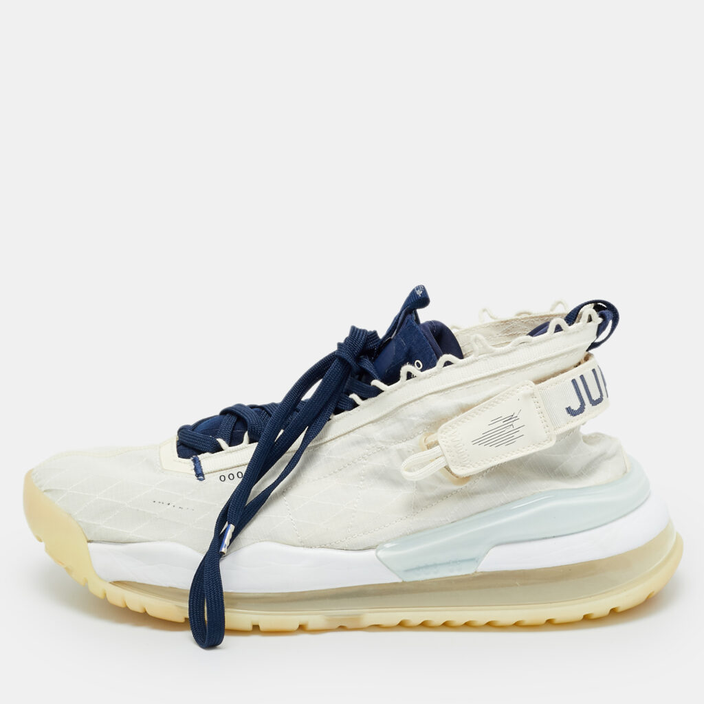 Air Jordans White/Navy Blue Fabric Proto Max720 Pale Ivory High Top Sneakers Size 45 Air Jordans White/Navy Blue Fabric Proto Max720 Pale Ivory High Top Sneakers Size 45