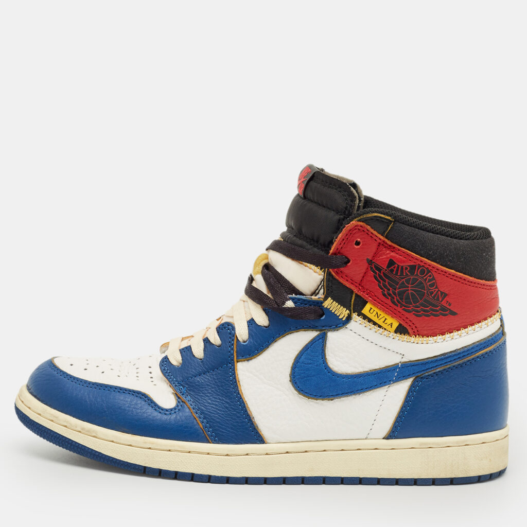 Air Jordans Multicolor Leather Jordan 1 Retro High Union Los Angeles Storm Blue Sneakers Size 44.5
